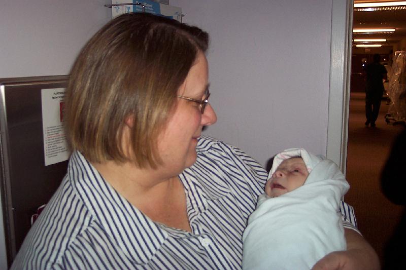 Kalin12-31 002.jpg - Grandma Lyn holding Kalin who was born 30 minutes before this photo was taken.